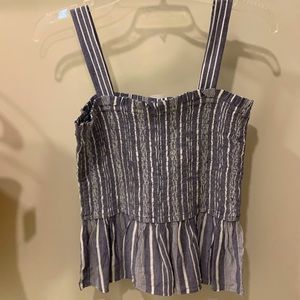 Loft fit and flare striped tank top